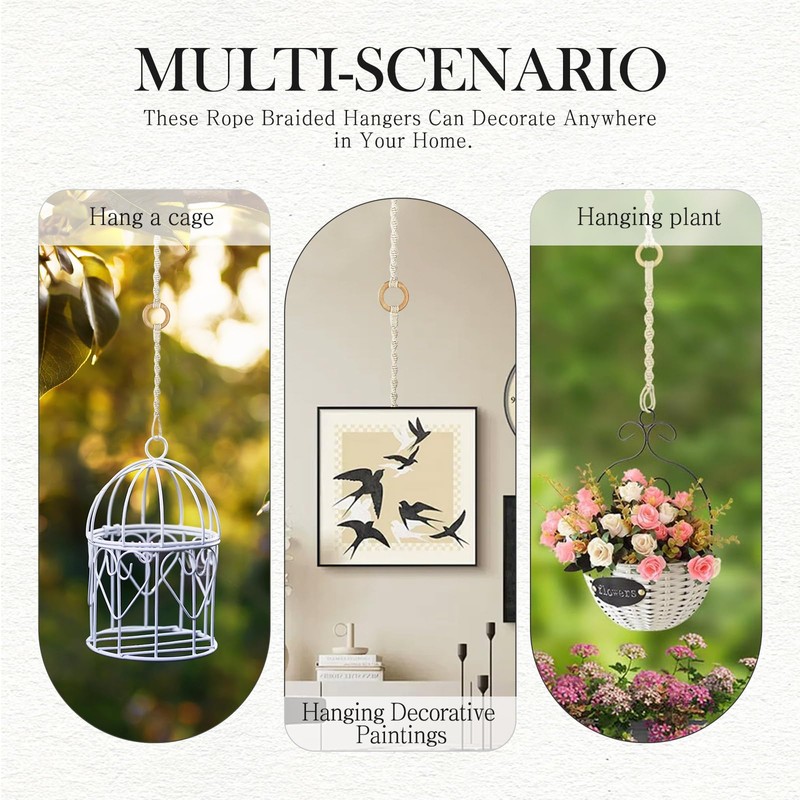 8 Pack Connectable Macrame Plant Hangers, Hanging Plant Extender with