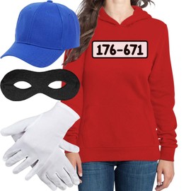 Shirtgeil Women’s Safecracker Costume Hoodie + Hat + Mask + Gloves - xl