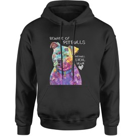 Hoodie Beware of Pit Bulls, They Will Steal Your Heart Adult 4X-Large Black