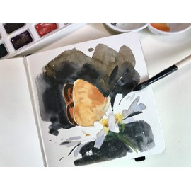 Square Watercolour Sketchbook, 300 g, 25% Cotton, 14 x 14 cm, 24 Sheets, 48 Pages, Fine Grain, Acid Free, Watercolour Book, Artist Paper, Watercolour Paper Pad, Ideal for Watercolour, Ink, Acrylic,