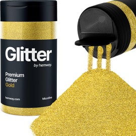 Hemway Gold Glitter Microfine 125 g / 4.4 oz Powder Metallic Resin Craft Glitter Flake Sequins for Epoxy Cups, Hair Face Body Eye Nail Art Festival