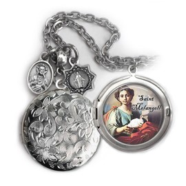 St. Melangell Locket Necklace, Patron Saint of Rabbits, Hares and Small Animals, Catholic Jewelry Gift