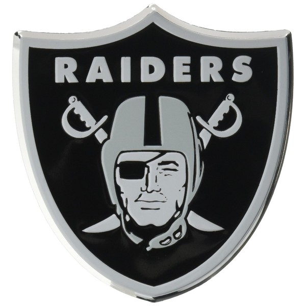 Oakland Raiders Heavy Duty Aluminum Color Emblem, Team Color, 4" x 3"