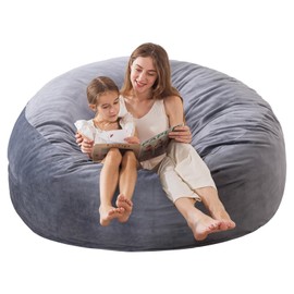 Large Bean Bag Chair for Adults/Kids with Filling, 3 ft Memory Foam Bean Bag Chairs with Filler Included, Ultra Soft Dutch Velvet Fabric, Bean Bag for Living Room - 3 Foot,Dark Gray