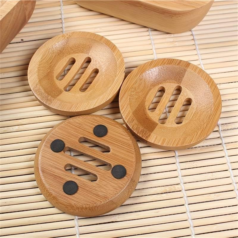 Kandid Bamboo Circular Soap Dish - Draining Soap Dish For