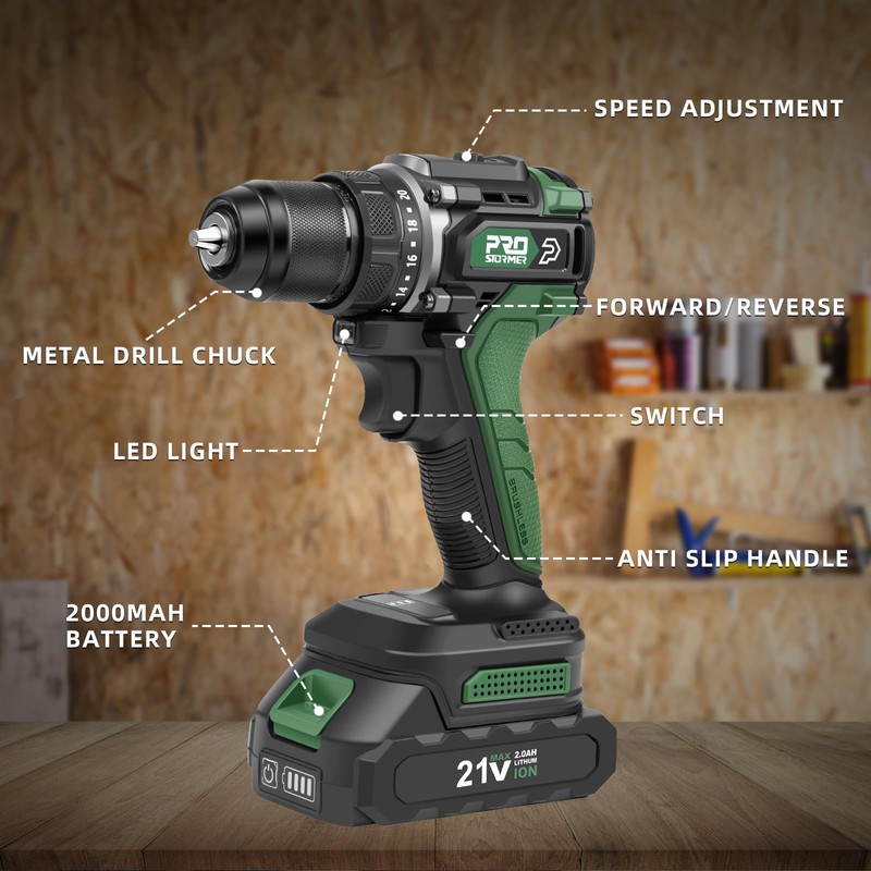 Prostormer Brushless Cordless Drill Set, 575 in.lbs Power Drill Driver,