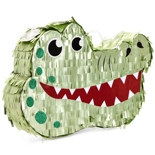 Alligator Pinata for Kids Safari Birthday Party Decorations, Baby Shower (Small, 16.5x11.5x3 In)