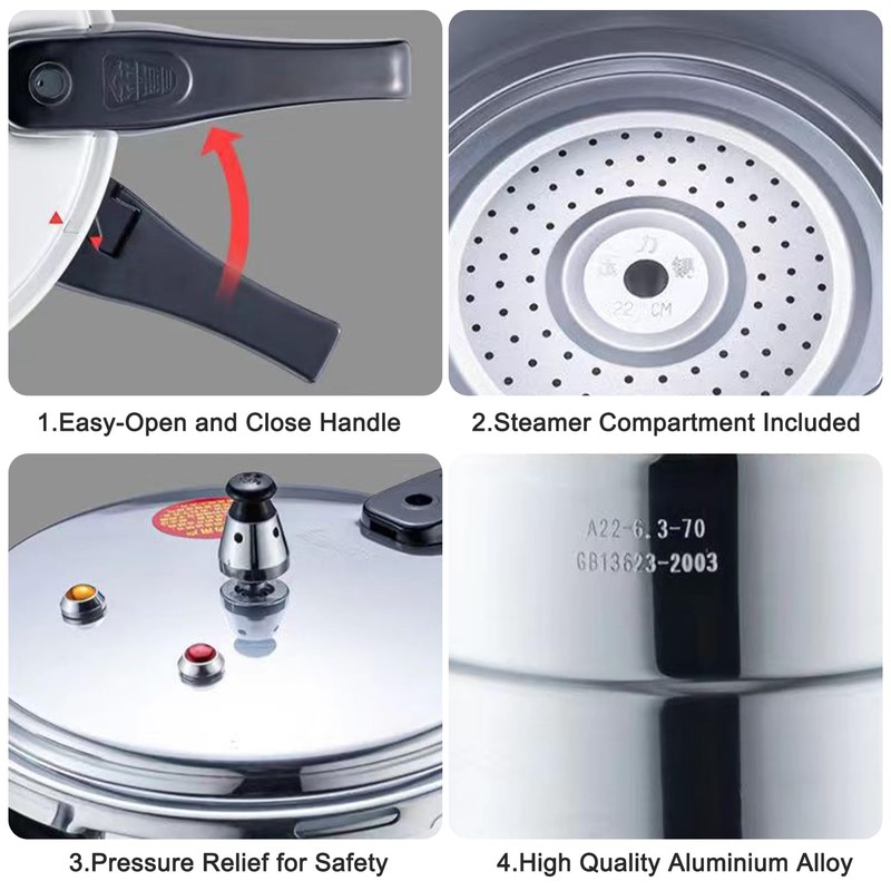 dshyuauoci Pressure Cooker 7 Quart，Aluminum Pressure Cooker Compatible with Gas