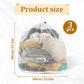 32"x24" Large Mesh Laundry Bags 3 Packs Mesh Laundry Bags with Drawstring Washing Machine Mesh Wash Bags Laundry Liners, Laundry Bags for College Dorm Apartment Delicates Bed Linen