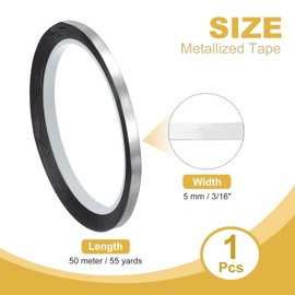 PATIKIL Metalized Polyester Film Tape 3/16 Inch x 55 Yards, Metallic Decor Tape Glossy Silver Adhesive Mirror Tape for Detailing Accent Wall Graphic Arts Boat Trim Walls