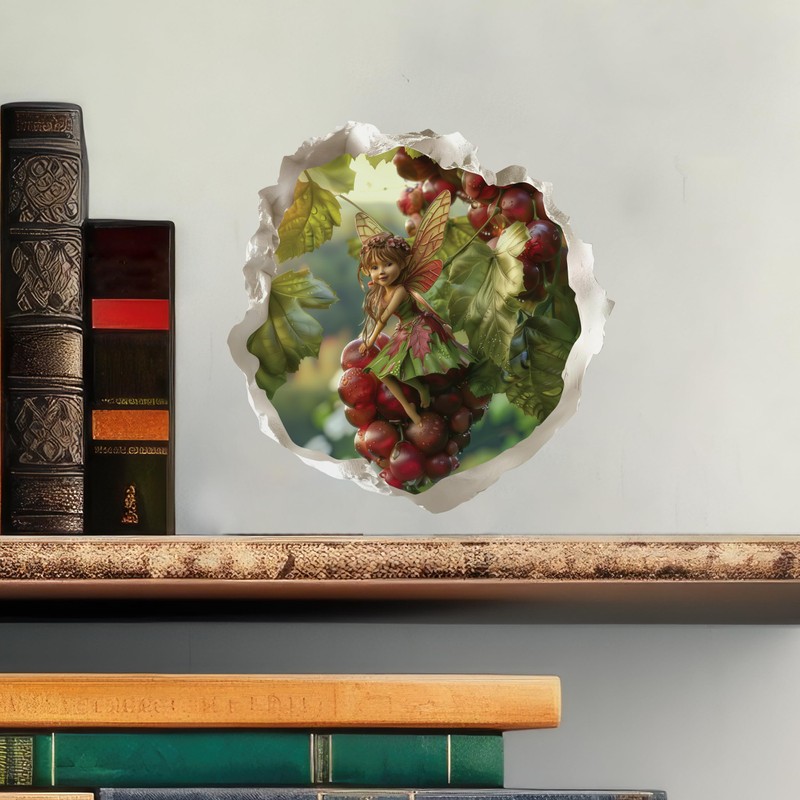 Grape Fairy Decal - Wall Hole Sticker with 3D Effect