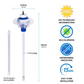 Bio Shield Antimicrobial Protection UV Light for AC System, Cleans HVAC Ducts and AC Coils of Bacteria, Germs, Mold and Allergens, Complete Unit, 50-BUVAS-E