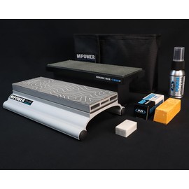 SB1 Diamond Knife Sharpener Kit, Double Sided 300/600# Blade Sharpener. Complete Sharpening Stone Set. Inc Diamond Stone and Base, Leather Strop, Polishing Compound, Case and more