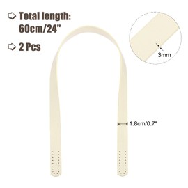 sourcing map 2pcs 24 Inch (60cm) Leather Purses Straps Handbag Belt Band Bag Handles for Purse Wallet Tote Making, Cream White