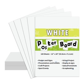 pmybupo 100PCS White 22"X28" Poster Board School and Craft Supplies,Super Value Poster Boards,Project Presentation Drawin