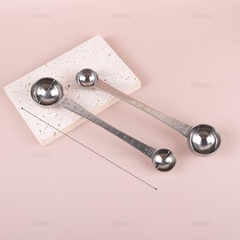 AUEAR, 2 Pack Endurance Stainless Steel Coffee Measuring Scoops Spoons 1 Tablespoon and 1 Teaspoon Long Handle with Tick Mark for Tea Sugar