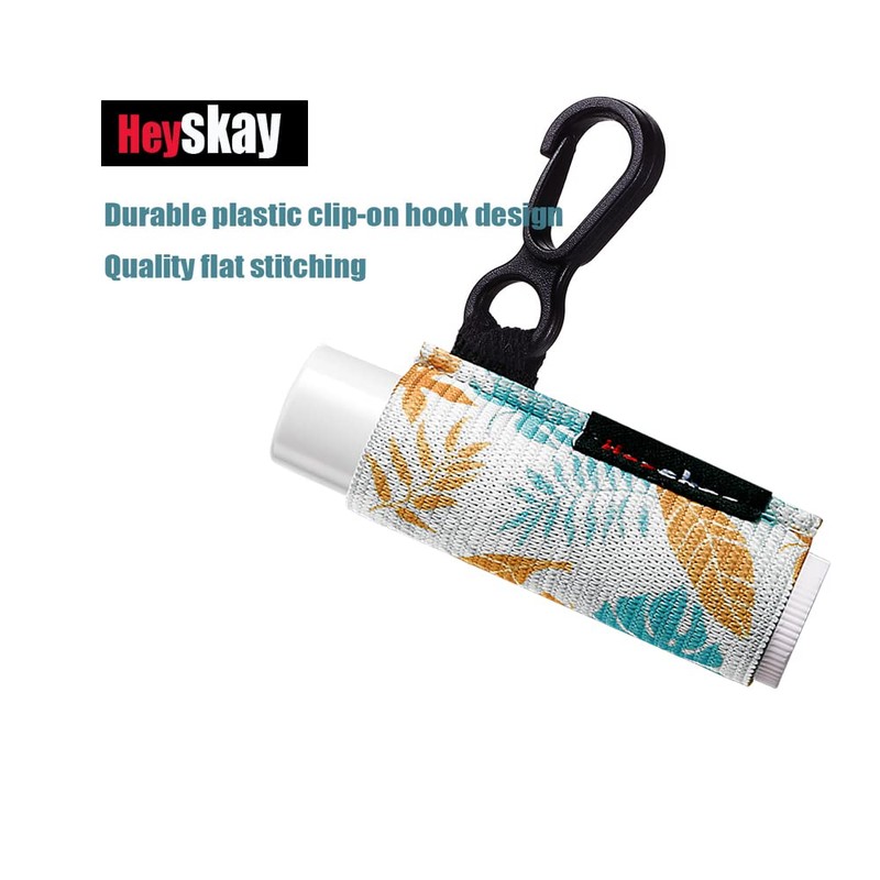 HEYSKAY Lip Balm Holder Sleeves Keychain Chapstick Elastic Sleeves(Black/Color strip/Geometrical