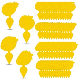60 Pack Fruit Fly Traps Fungus Gnat Traps, Fruit Shape Yellow Sticky Bug Traps for Indoor Outdoor Plants, Dual-Sided Sticky Traps for Whiteflies, Aphids & Flying Insects