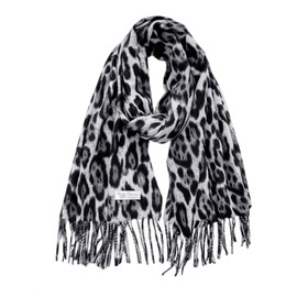 CVDYWDJIE 1 Piece Scarf with Leopard Print, Scarf with Tassels, Soft Warm Scarf, Scarf for Autumn and Winter, Long Scarf, Scarf for Women, gray