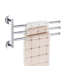 PHOEWON Swivel Towel Rail Chrome Stainless Steel Bath Rack Wall Mounted Towel Rack Holder with 3 Swivel Bars, Swing Towel Holder for Kitchen, Bathroom, Toilet
