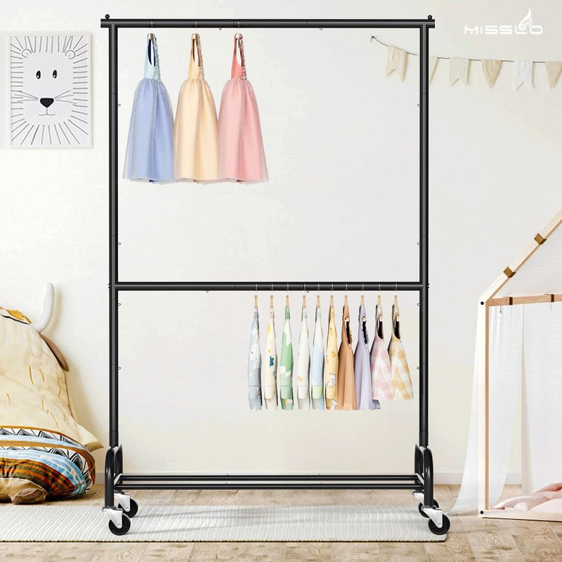 MISSLO Heavy Duty Clothing Racks for Hanging Clothes Rack Double