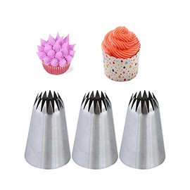 6B Piping Tip,Large 6B Pasry Tip,Open Star Icing Tip 6B,Seamless French Star Tip for Piping Eclairs,3 Pcs