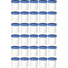 30 ointment containers, cream containers, ointment jars, high, 12 ml capacity with blue lids, made in Germany