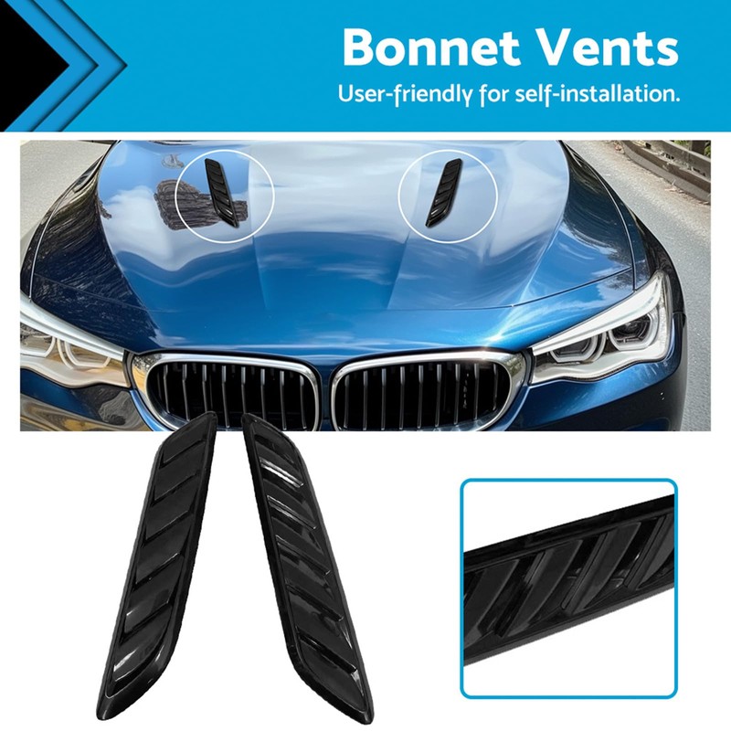 MAX COOL Gloss Black Bonnet Vents Cover Suitable for Holden