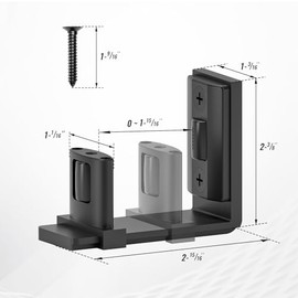 Upgraded Sliding Barn Door Bottom Floor Guide with Adjustable Roller, Wall Mount Floor Guide, Smoothly and Quietly, Easy to Install, Fits up to 2" Thickness Door, Black, 1Pack