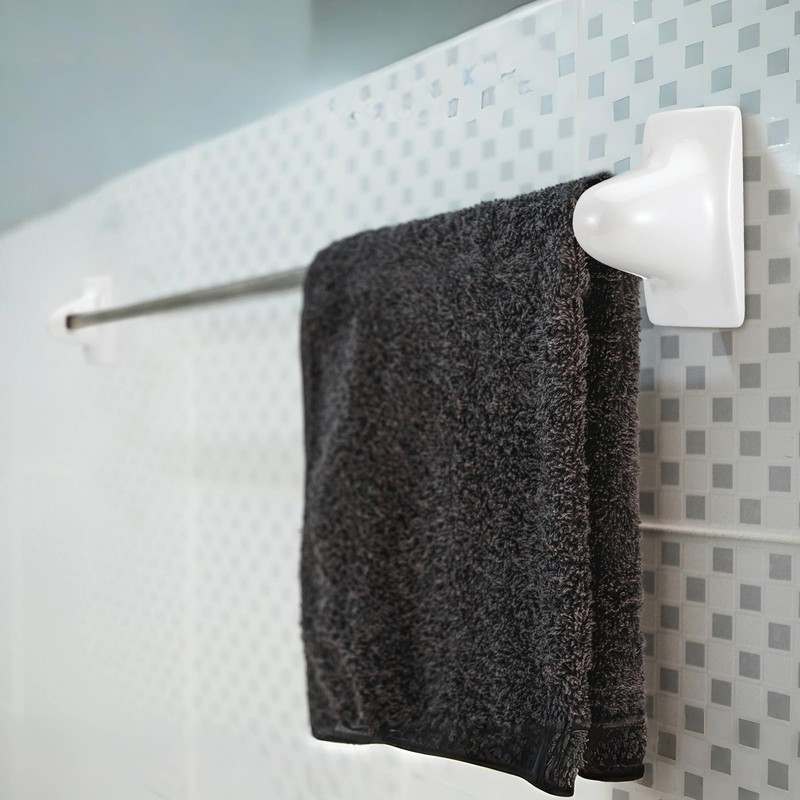 RattanView 2 Pcs White Porcelain Ceramic Towel Bar Rod Rack