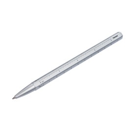 Multitasking ballpoint pen with black D1 refill – CONSTRUCTION BASIC – centimetre/inch ruler, 1:20/1:50 scale – easy refill change – aluminium, metal – silver-coloured - TROIKA Original