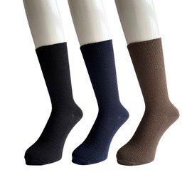 [モードセレクト] ソックス メンズ 夏 ビジネス 靴下 メンズ 夏 涼しい 薄手 ゴムなし 介護ソックス むくみ防止 施設 病院 3足組（色お任せ） M07