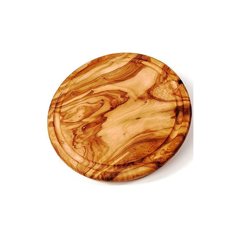 DAS OLIVENHOLZBRETT® Olive Wood Cutting Board Round with Groove 22