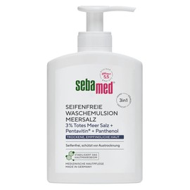SEBAMED seifenfreie Waschemulsion Meersalz mit Spender 200 ml, für eine besonders milde Reinigung der trockenen und empfindlichen Haut, zur Hand-, Gesichts- und Körperreinigung geeignet