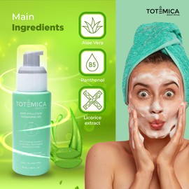 TOTEMICA Limpiador Facial Suave Para Piel Sensible, Gel De Aloe Vera Con Hamamelis Y Pantenol, Aceite Limpiador, Cuidado Vegano De La Piel, Tamaño De Viaje (50 Ml)