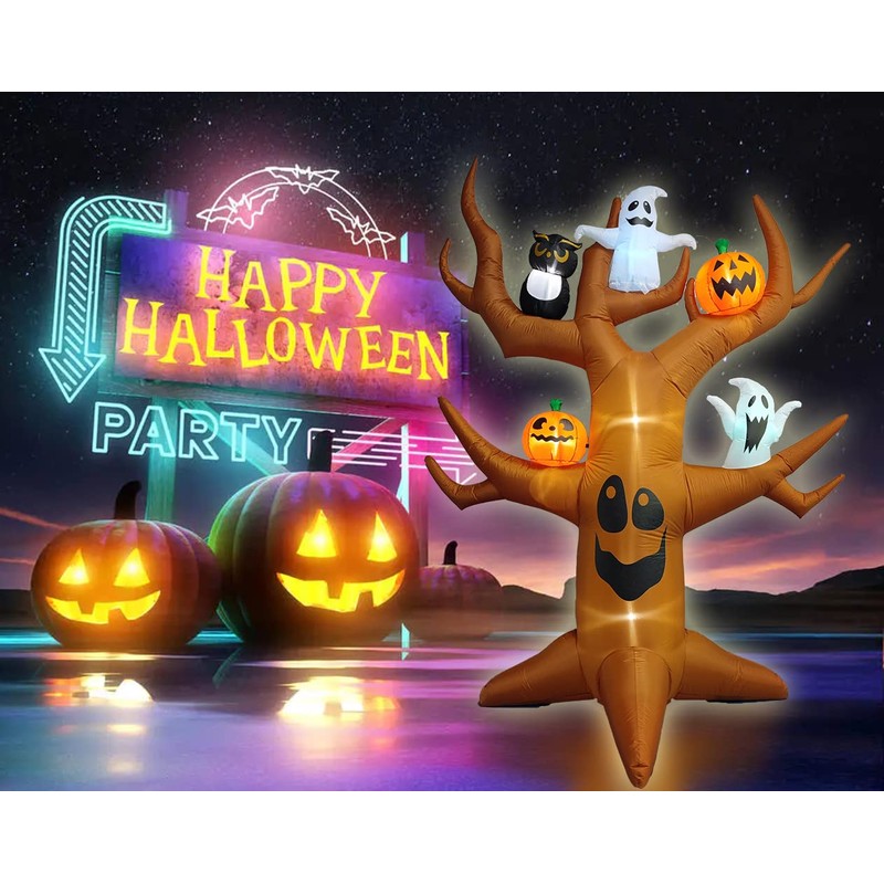9ft Halloween Inflatable Ghost Tree Halloween Airblown Inflatable Outdoor Decor
