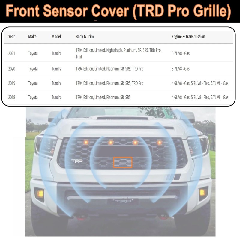 Ezmech Grille Garnish Sensor Cover Compatible With Toyota Tundra TRD