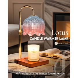 Flower Candle Warmer Lamp with Timer Dimmable，Height Adjustable Birthday Gifts for Women Mom Christmas House Warming Gifts New Home Bedroom Decor, Lotus Candle Warmer Light for Jar Candles Blue Pink