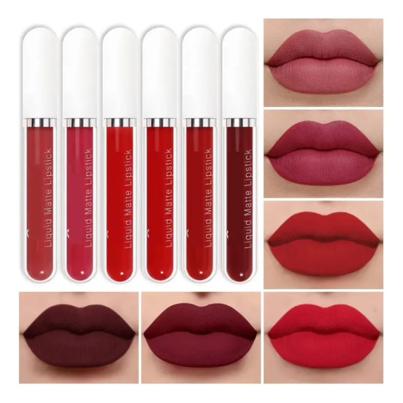 Set De 6 Labiales Lápiz Color Rosa Mate Labial Tornasol