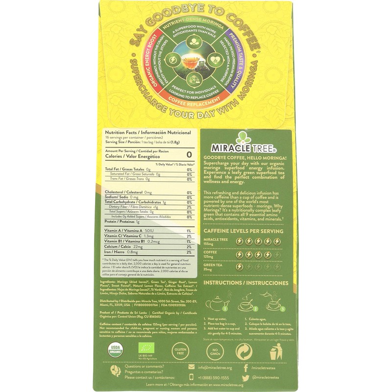 Miracle Tree's Moringa Energy Tea - Green Tea, Ginger &