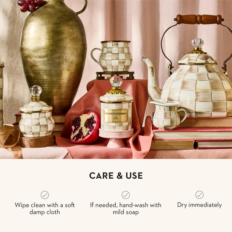 MACKENZIE-CHILDS Mini Enamel Canister, Kitchen Storage Container with Lid, Brown-and-White