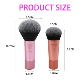 SSKHE 2 Pcs Travel-Size Make Up Set,Mini Foundation & Blush Brush, Dense Synthetic Bristles for Liquid/Cream Foundation, Blush, Powder & Bronzer, Vegan, Cruelty-Free & Buildable Coverage for Flawless
