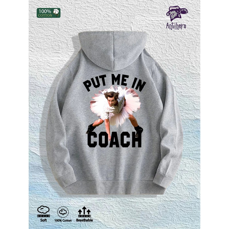 Put Me in Coach Graphic Hoodie 100% Cotton US Warehouse