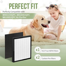 Nisreen WK01234QPC Filter Replacement Kit Compatible with Oreck Air Pu-rifier WK01234QPC Air Filter, Fits WK10002QPC and Plus Pet WK10052QPC Models, Contains 1 HEPA Filter & 2 Carbon Pre-Filters