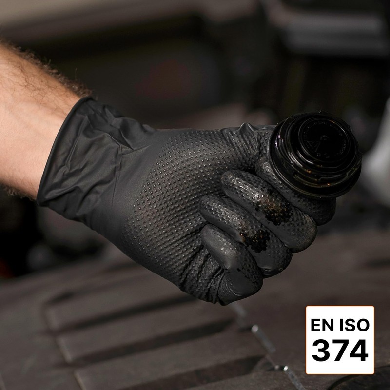 Progrip Disposable Gloves, Black, Extra Strong, Nitrile Gloves, XL, 2