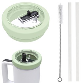 Replacement Lid for 40 oz Cups, Lid for Stanley Cup 40 oz, Reusable Leak-Proof Lid for Stanley Cup, Leak-Proof Replacement Lid with 2 Straws