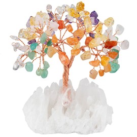 Mookaitedecor Amethyst Crystal Tree with electroplated colourful quartz base and wrapping with copper wire, beautiful symbol for wealth and happiness, family office decoration