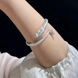 Xmsrn Vintage Dragon Bracelet Punk Dragon Bangle Cuff Bracelet Swirl Dragon Hand Chain Bracelet Ancient Animal Bangle Bracelet for Women