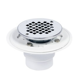 Oatey 42219 Drain with Chromed Assembly and Stainless Steel Strainer, 2-Inch or 3-Inch, White/Brass