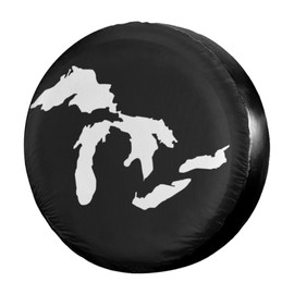 Foruidea State of Michigan Great Lakes Spare Tire Cover Dust-Proof Wheel Tire Cover Fit Trailer, RV, SUV and Many Vehicle 15 Inch